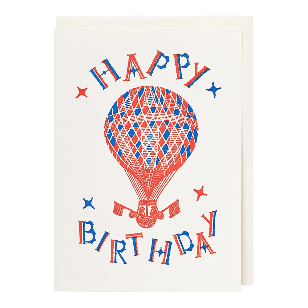 Letterpress Card Birthday Hot Air Balloon