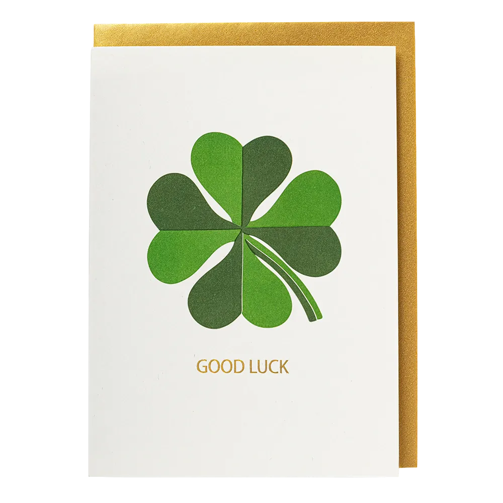 Letterpress Card Good Luck Clover