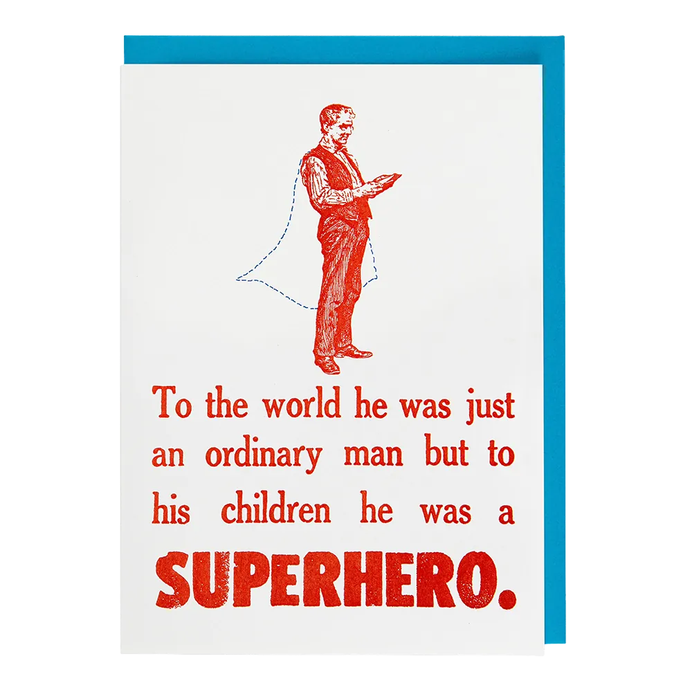 Letterpress Card Superhero