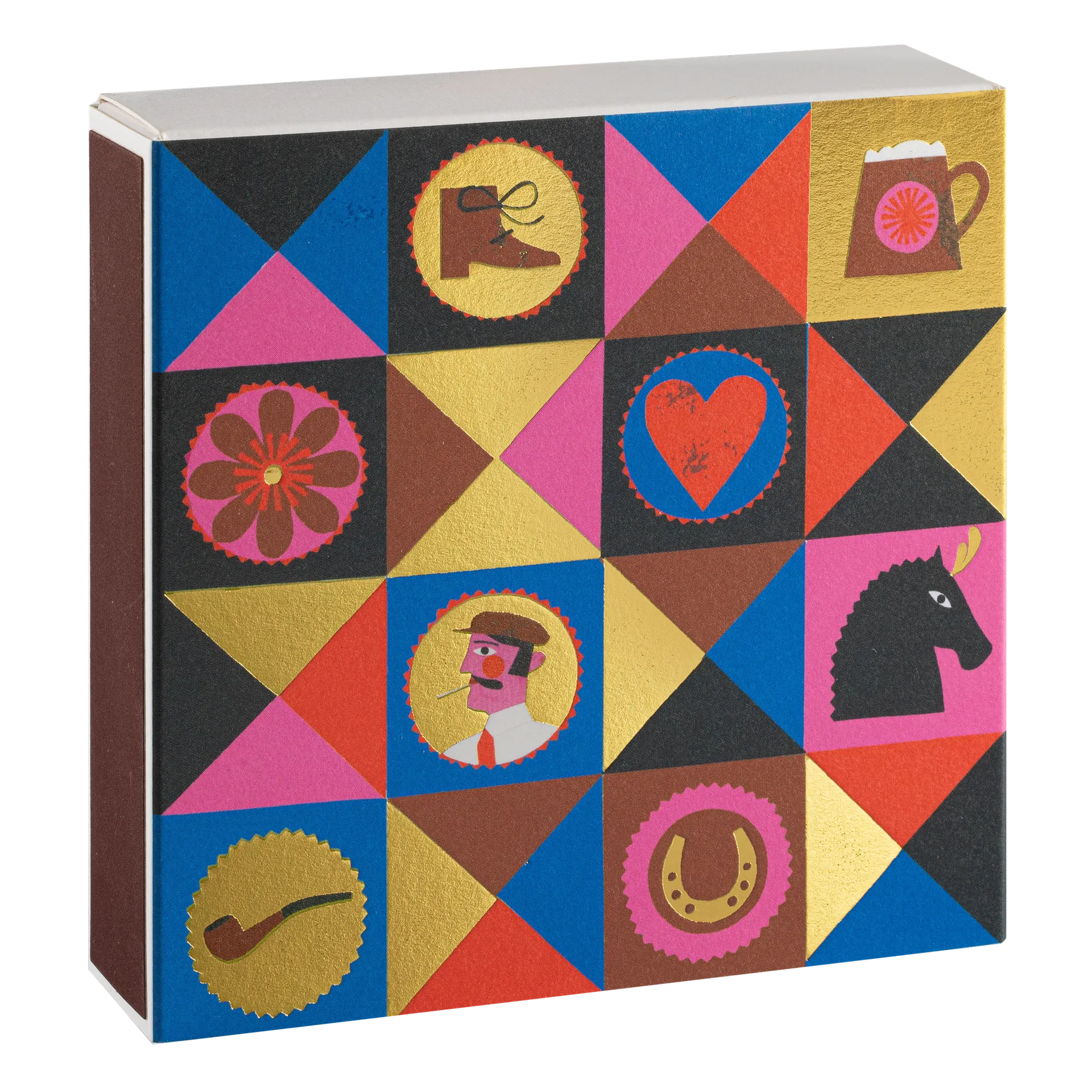 Square Luxury Match Box Colourful Gentleman