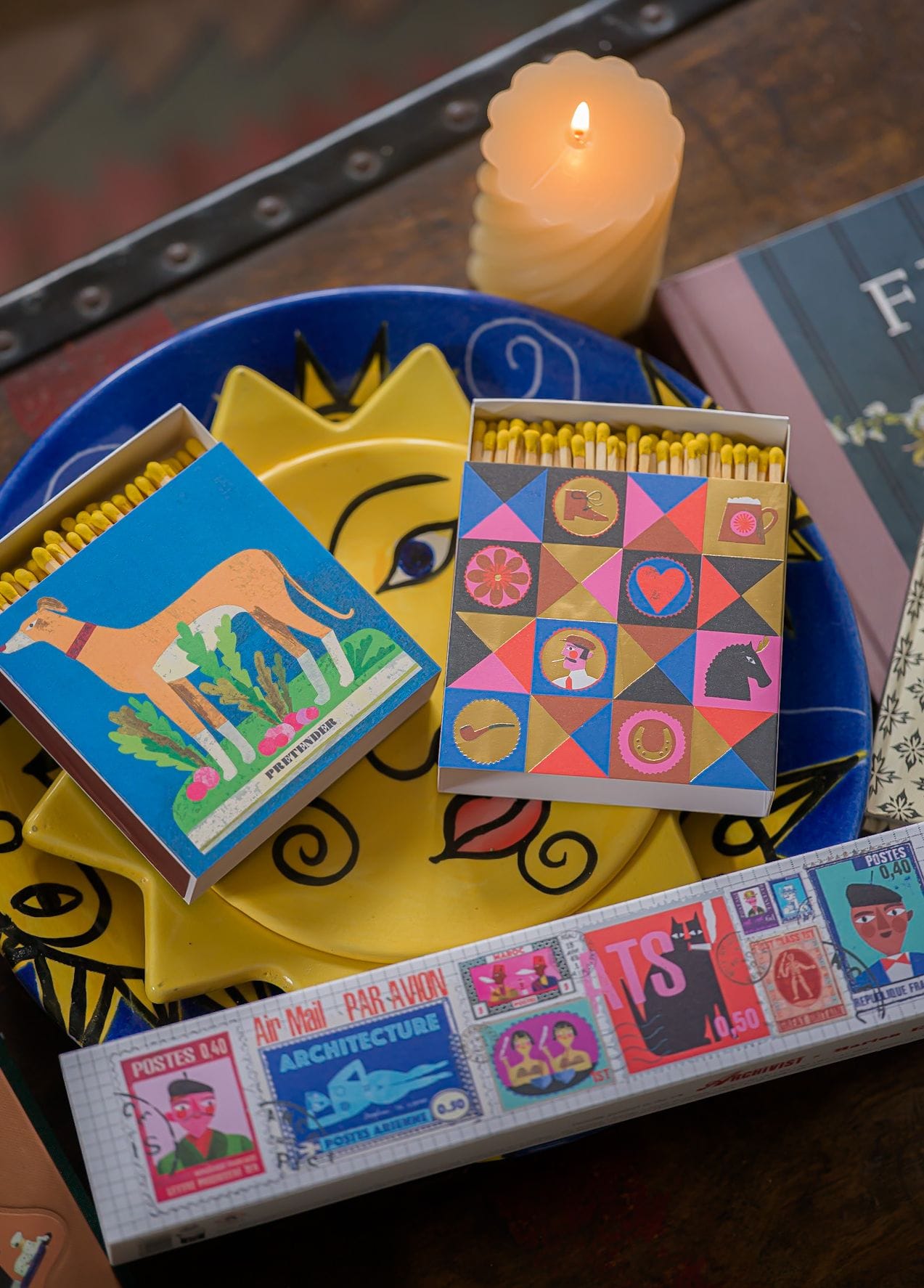 Square Luxury Match Box Colourful Gentleman