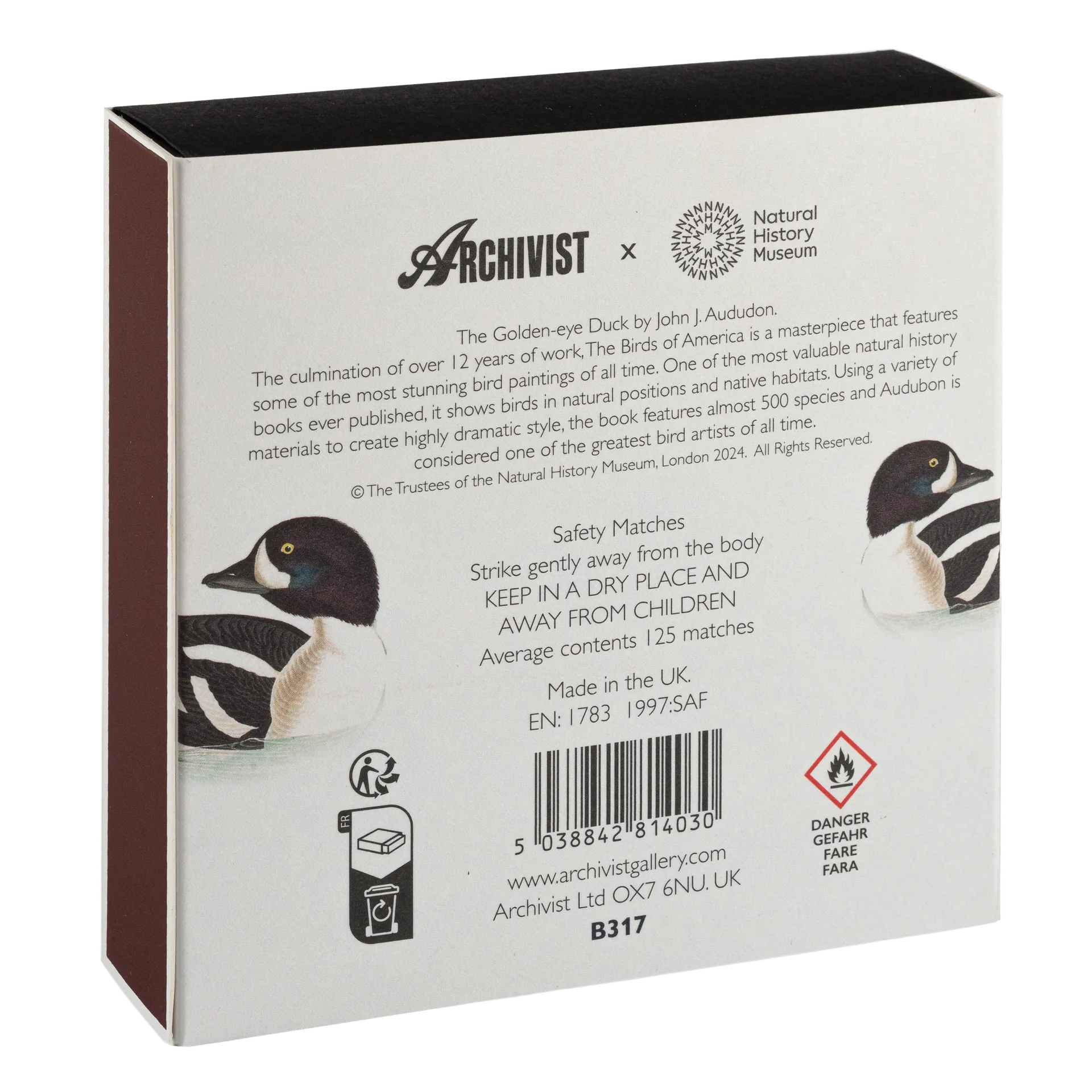 Square Luxury Match Box Golden-Eye Duck