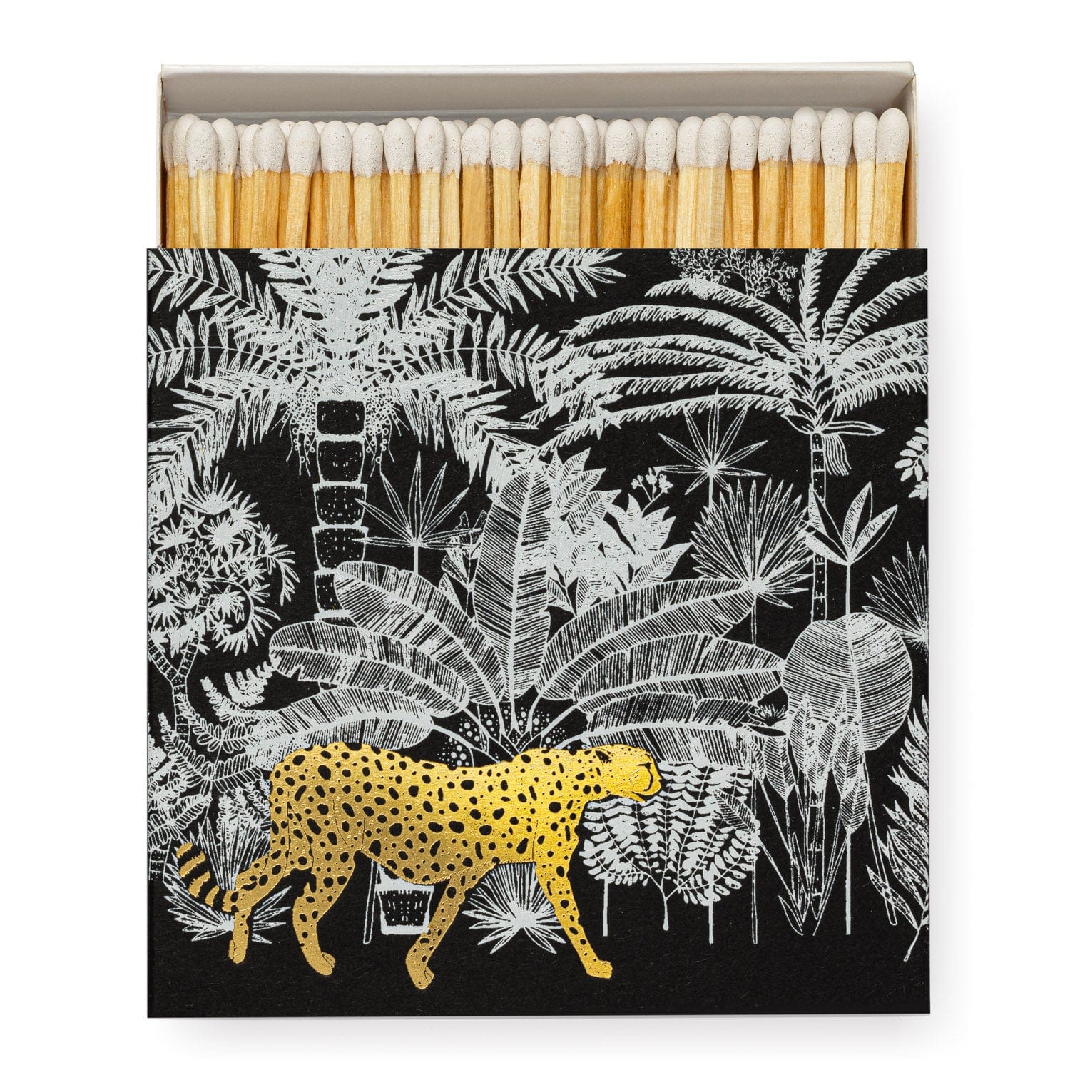 Square Luxury Match Box Cheetah in Jungle, Black