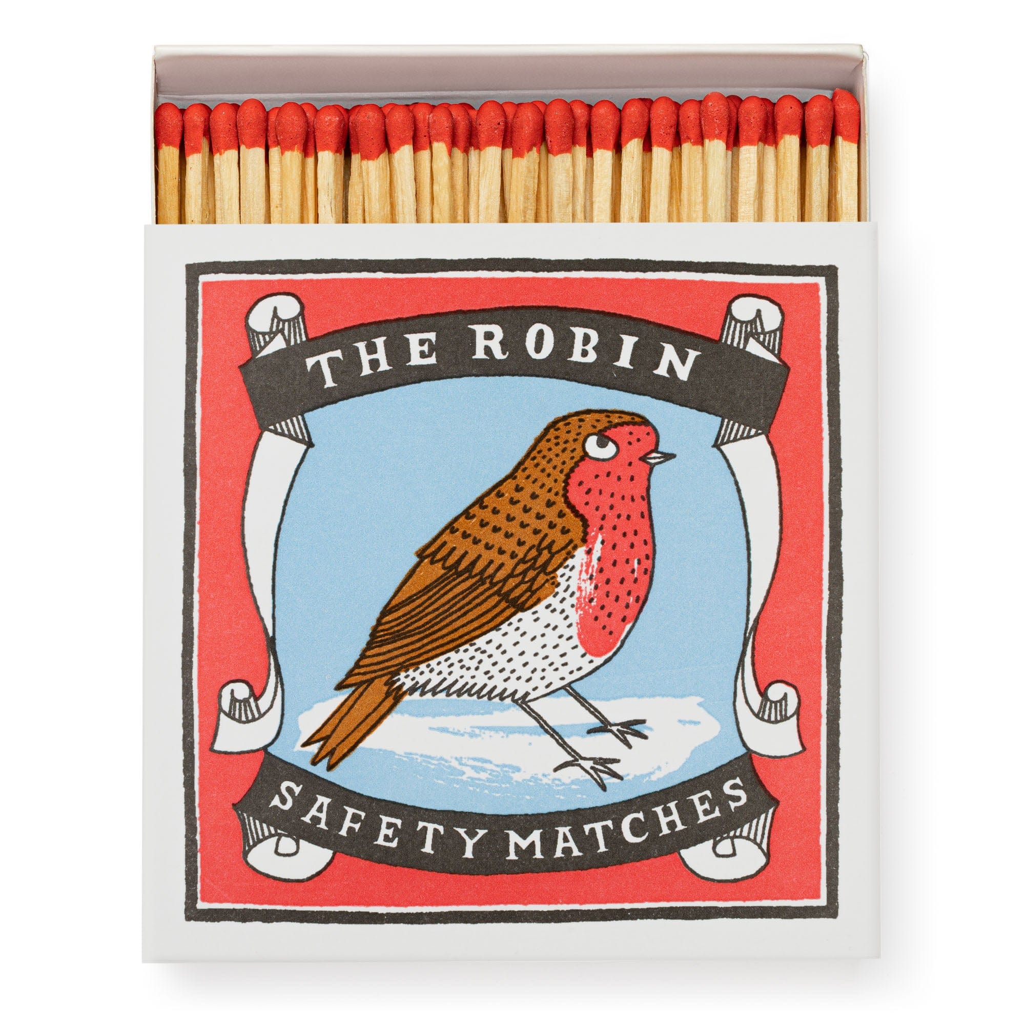 Square Luxury Match Box The Robin