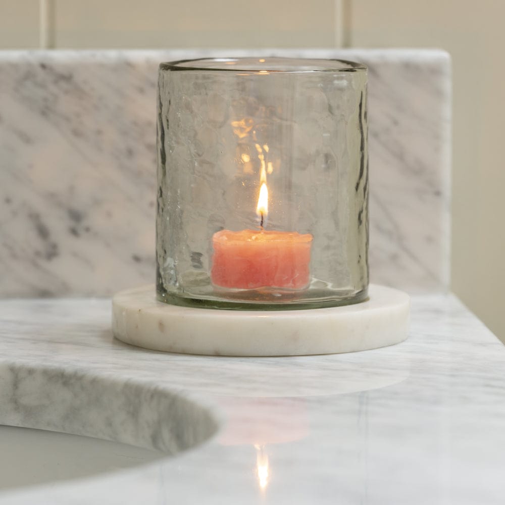 Tarle Light Hammered Glass Tea Light with Marble Base | toot garook