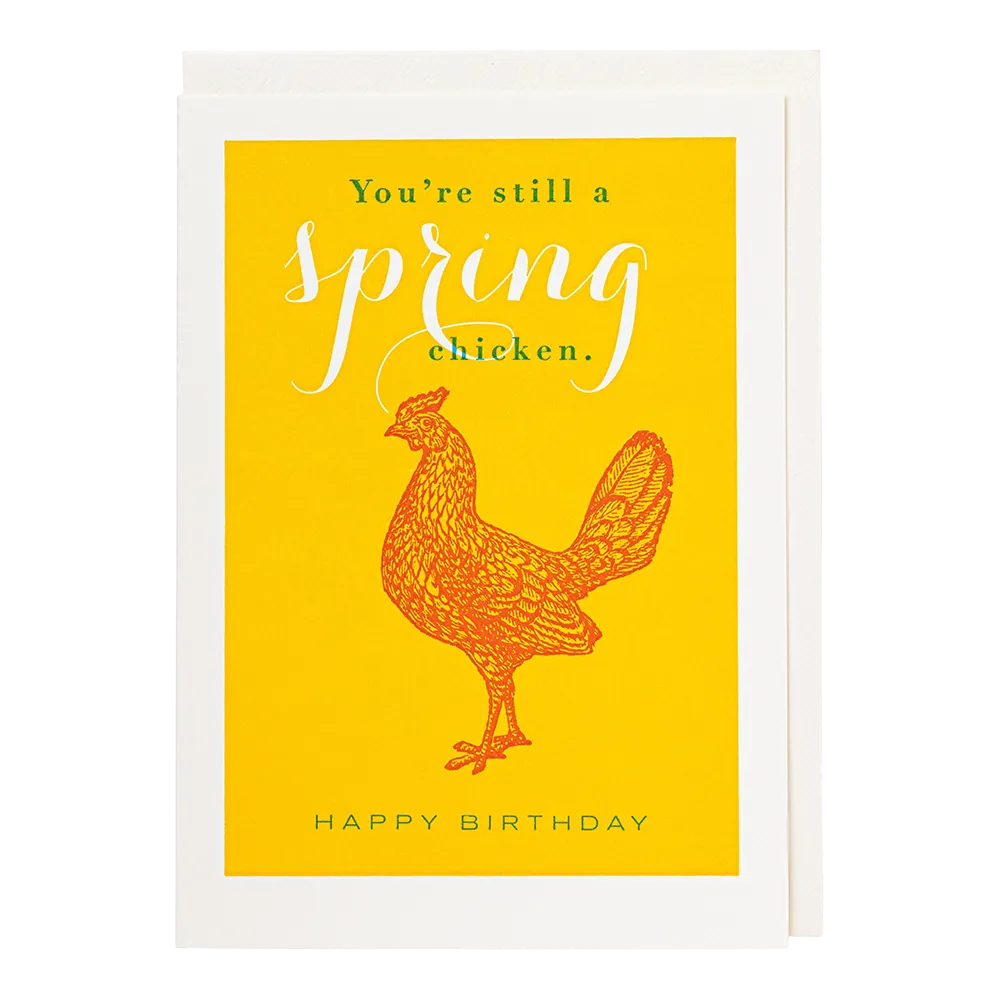 Letterpress Card Spring Chicken
