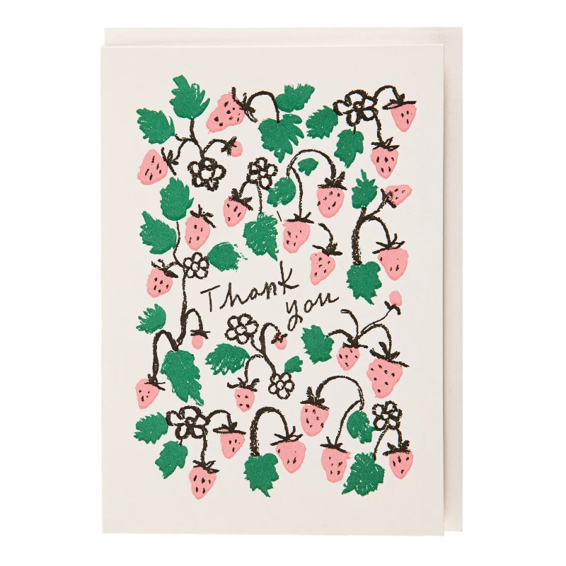 Letterpress Card Strawberry Thank You
