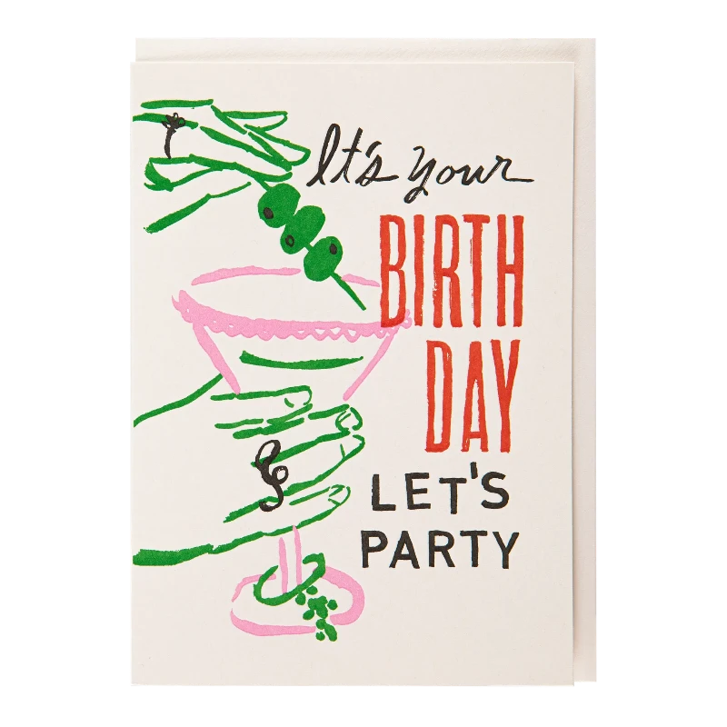 Letterpress Card Let’s Party