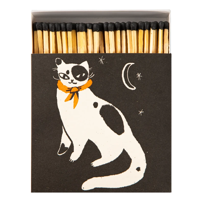Square Luxury Match Box Black Spotted Kitten