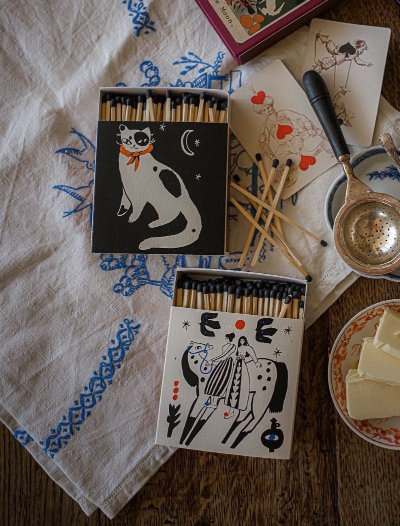 Square Luxury Match Box Black Spotted Kitten