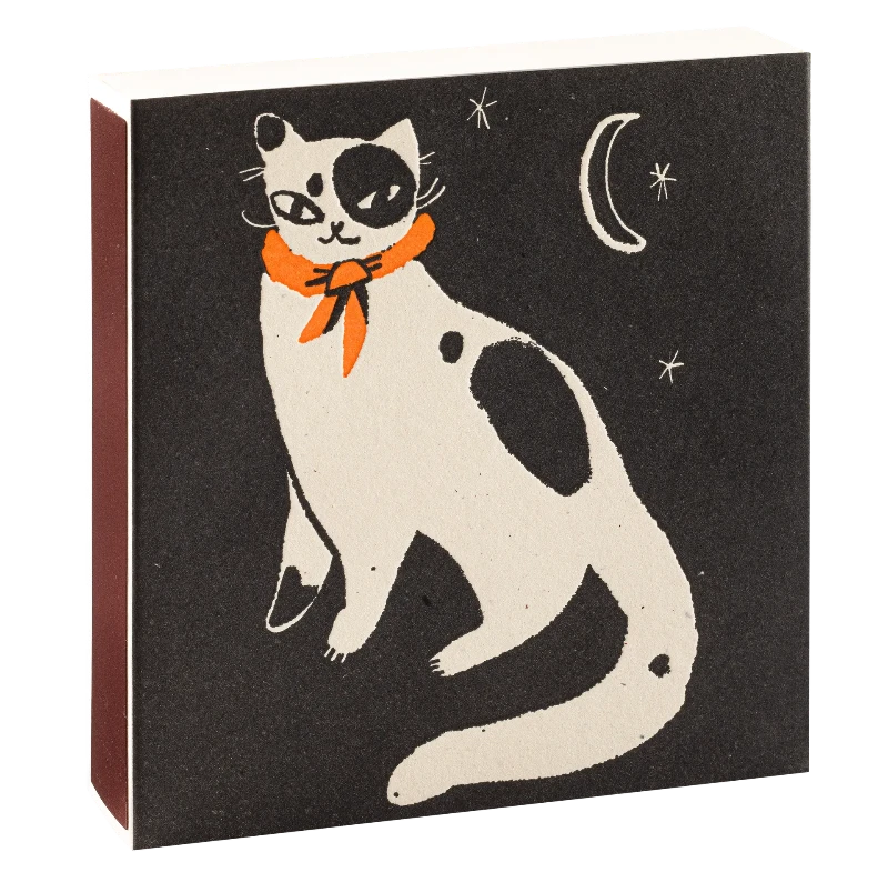 Square Luxury Match Box Black Spotted Kitten