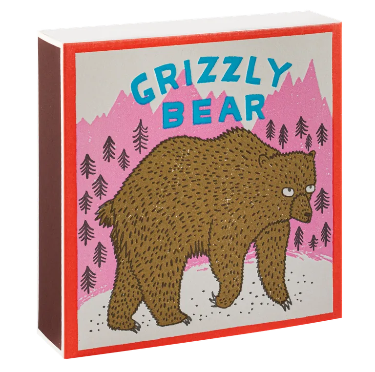 Square Luxury Match Box Grizzly Bear