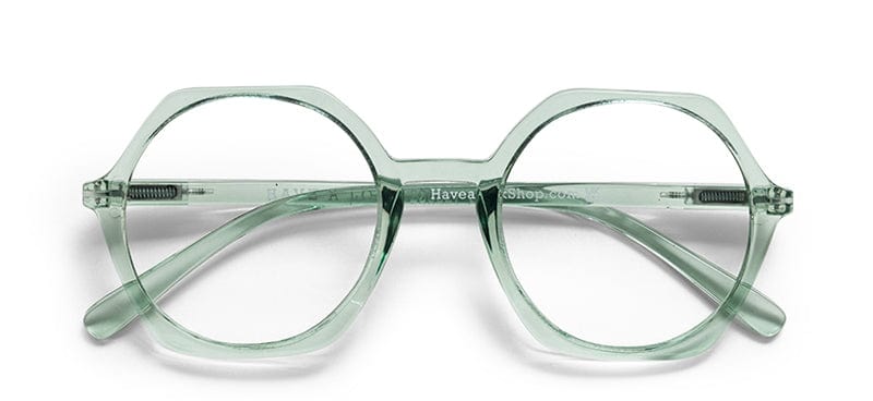 Edgy Clear Green Reading Glasses by Have A Look