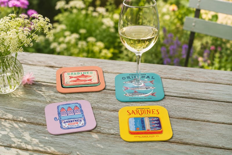 Sardine Design Coasters Set of 4