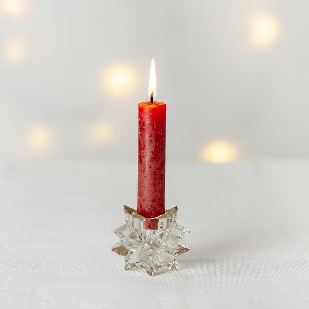 Star Glass Candleholder with Gold Trim