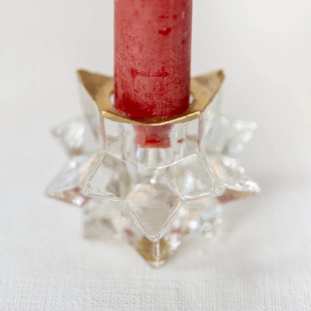 Star Glass Candleholder with Gold Trim