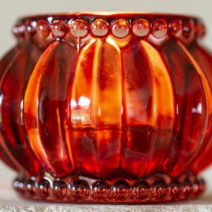 Scalloped Glass Candle Votive, Ruby