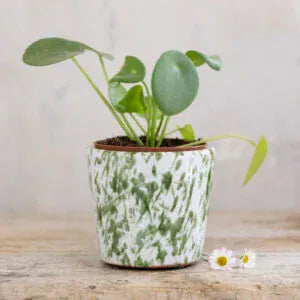 Mini Old Dutch Flower Pot Splatter Design Green