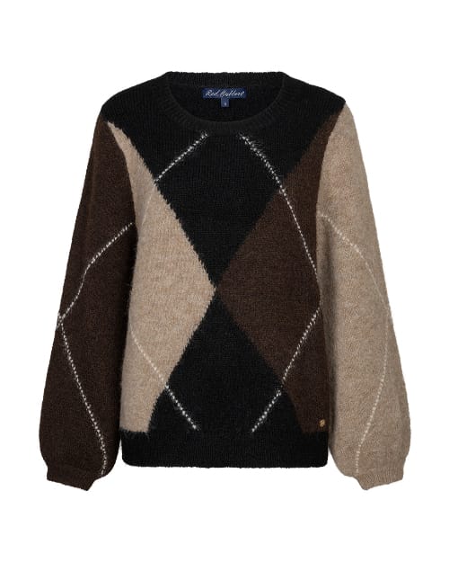 Red Button Argyle Sweater, Espresso