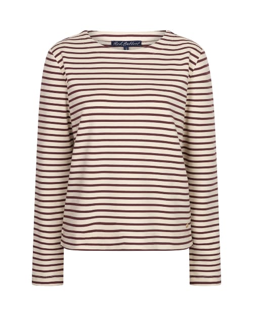 Red Button Terry Stripe Top Crème/Dark Berry