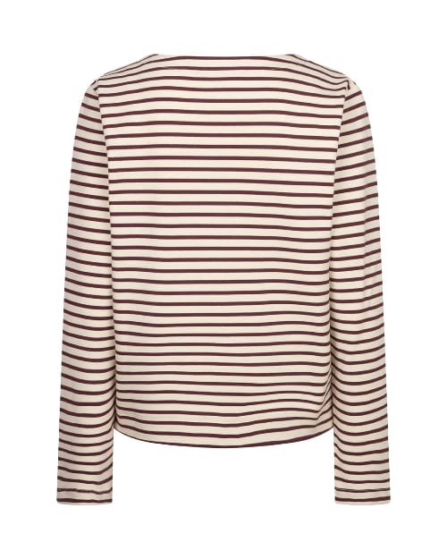 Red Button Terry Stripe Top Crème/Dark Berry