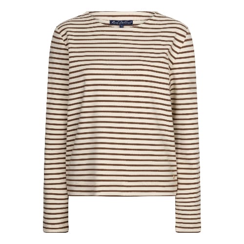 Red Button Terry Stripe Top Crème/Espresso