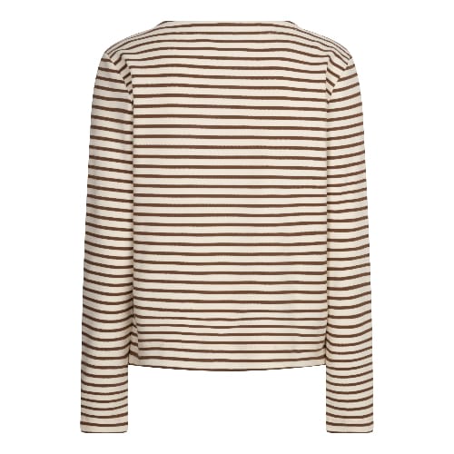 Red Button Terry Stripe Top Crème/Dark Berry