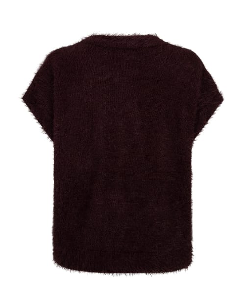 Red Button Womens Sleeveless Fuzzy Cardi, Burgundy