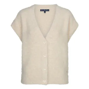 Red Button Womens Sleeveless Fuzzy Cardi, Cream