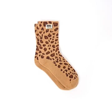 Roka Wimbledon Organic Cotton Printed Crew Socks Savannah Leopard Sand