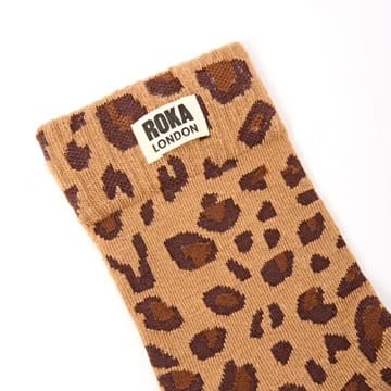 Roka Wimbledon Organic Cotton Printed Crew Socks Savannah Leopard Sand