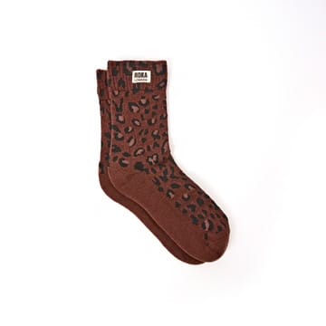 Roka Wimbledon Organic Cotton Printed Crew Socks Brown Leopard 