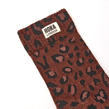 Roka Wimbledon Organic Cotton Printed Crew Socks Brown Leopard 