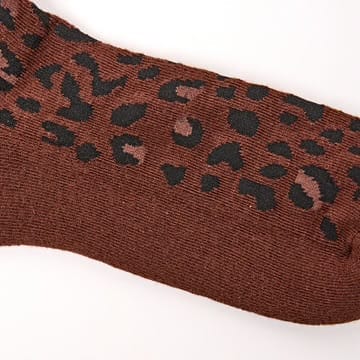 Roka Wimbledon Organic Cotton Printed Crew Socks Brown Leopard 