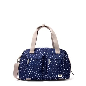 Roka Gatwick Recycled Canvas Travel Bag, Navy Polka Dot