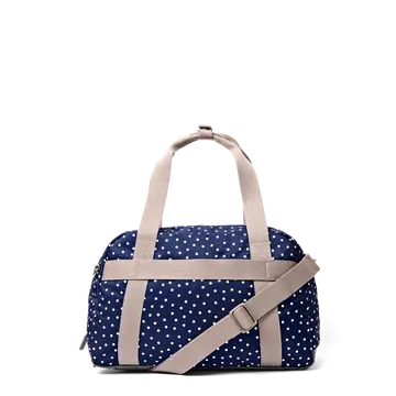 Roka Gatwick Recycled Canvas Travel Bag, Navy Polka Dot