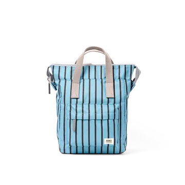 Roka Bantry Blue Stripe Recycled Canvas Small Rucksack