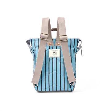Roka Bantry Blue Stripe Recycled Canvas Small Rucksack