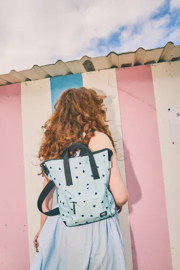 Roka Bantry Heart Print Recycled Canvas Small Rucksack