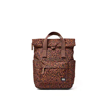 Roka Canfield Mini Leopard Recycled Canvas Medium Rucksack