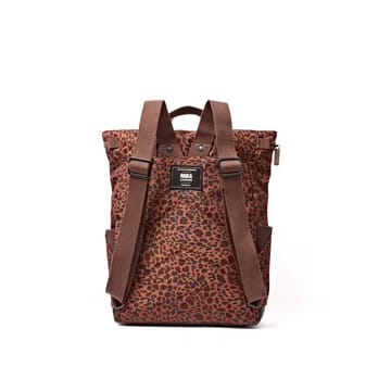 Roka Canfield Mini Leopard Recycled Canvas Medium Rucksack