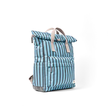 Roka Canfield Blue Stripe Recycled Canvas Medium Rucksack