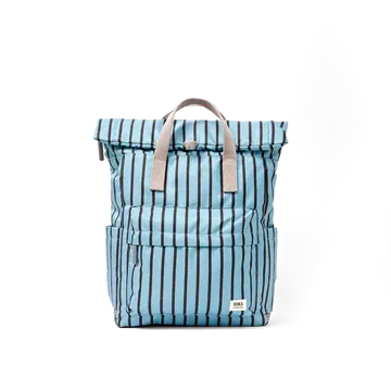 Roka Canfield Blue Stripe Recycled Canvas Medium Rucksack