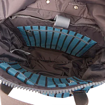 Roka Canfield Blue Stripe Recycled Canvas Medium Rucksack
