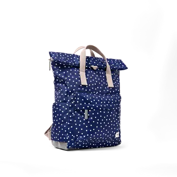 Roka Canfield Navy Polka Dot Recycled Canvas Medium Rucksack