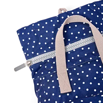 Roka Canfield Navy Polka Dot Recycled Canvas Medium Rucksack