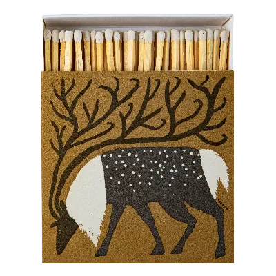 Square Luxury Match Box Reindeer