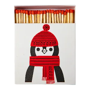 Square Luxury Match Box Winter Penguin