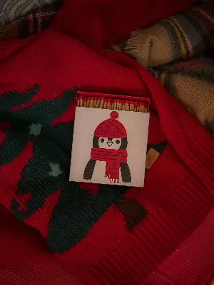 Square Luxury Match Box Winter Penguin