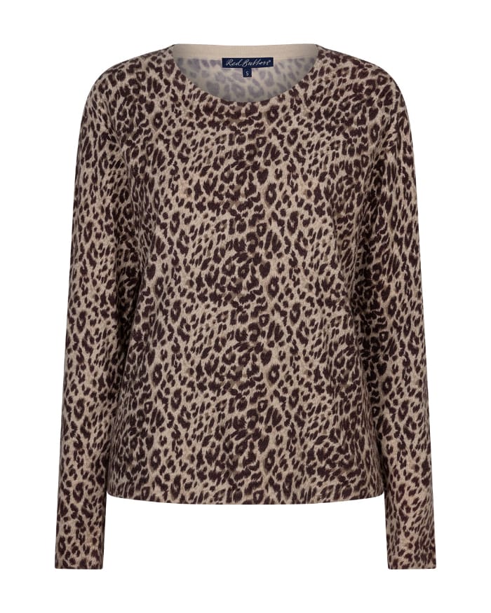 Red Button Sweet Animal Print Top, Burgundy